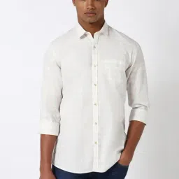 Peter England White Cotton Slim Fit Checks Shirt-picture-34
