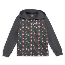 Puma Kids Cast Iron Grey Cotton Printed Full Sleeves Hoodie-image-35