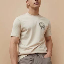 Smileyworld Beige Cotton Regular Fit Printed T-Shirts-image-11