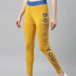 zebu Women Mustard Yellow Printed Skinny Fit Tights-picture-10