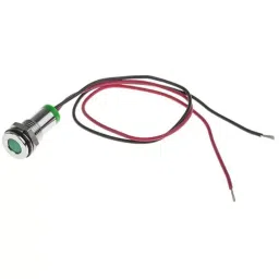 RS PRO Green Panel Mount Indicator 2V DC, Mounting Hole Size 8 mm, Termination Type Lead Wires, IP Rating IP67, Model No 7001895-35
