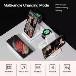 UNIGEN Unidock 3 in 1 Wireless 23 W Charging Station With White Adapter, ‎UD350BK_AD image 4