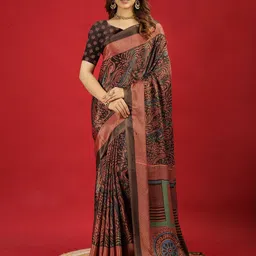 A.V.M. SILK MILLS Floral Pure Crepe Saree-19