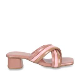 Mochi Women's Peach Cross Strap Sandals-image-62