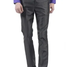 Arrow Black Flat Front Solid Trousers-image-28