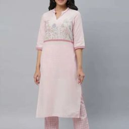 Aurelia Pink Cotton Printed Straight Kurta-image-40