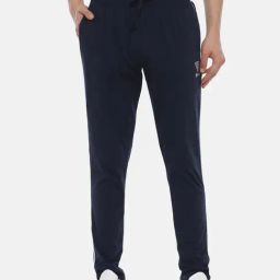 3Pin Navy Cotton Regular Fit Joggers-image-9