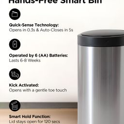 UMAI Stainless Steel Motion Sensor Open Dustbin With Lid 30 L image 3