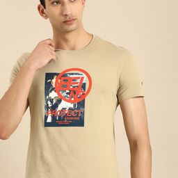 Being Human Clothing Men Beige Graphic Printed Round Neck Pure Cotton T-shirt-image-32
