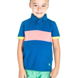 Cherry Crumble By Nitt Hyman Kids Blue Color Block Polo T-Shirt-image-54