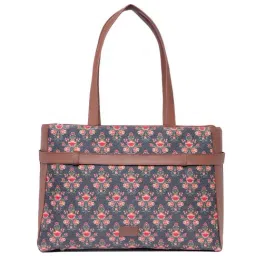 ZOUK Dark Blue Printed Large Laptop Tote Handbag-image-71