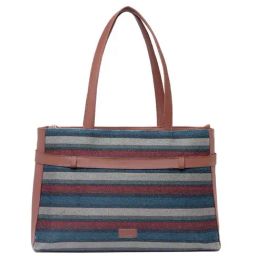 ZOUK Multicolor Striped Large Laptop Tote Handbag-image-59