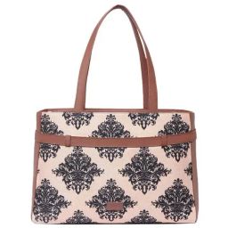 ZOUK Cream & Black Printed Large Laptop Tote Handbag-81