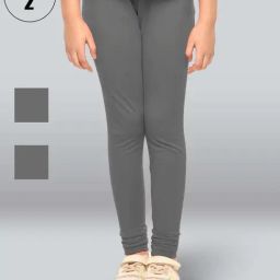 Lyra Kids Grey Skinny Fit Leggings (Pack of 2)-33