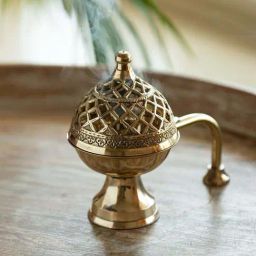 ExclusiveLane Golden Brass Inayaat Dhoop Dani Handcarved Incense Burner-36