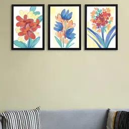 Giftii 3-Pcs White & Blue Printed Wooden Framed Wall Art-20