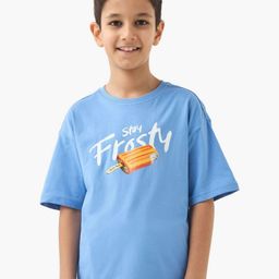 Juniors by Babyshop Boys Typography Printed Round Neck Drop Shoulder Cotton T-shirt-14