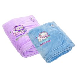 Brandonn Supersoft Double Layered Fluffy Mink Baby Blanket - Sky Blue, Purple-picture-16