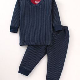Bodycare Cotton Full Sleeves Anti Bacterial Solid Thermal Set - Navy Blue-image-52