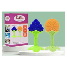 Kritiu Fruit Shaped Silicone Stand Teether Pack Of 2 - Multicolor-0