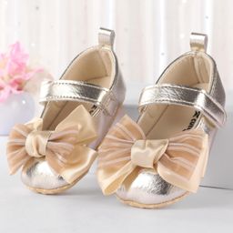 Cute Walk by Babyhug Booties Bow Applique - Gold-image-5