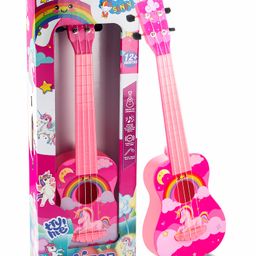 Sunny Unicorn Print Musical Guitar with 4 Strings - Pink-24