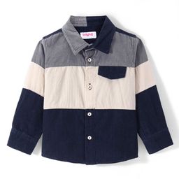Babyhug Cotton Woven Full Sleeves Solid Colour Courdroy Shirt - Blue & Grey-image-8