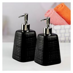 KOOKEE Ceramic Soap Dispenser for handwash for Bathroom, Black, (Set of 2) (10993)-17