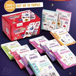 Intelliskills Bright Minds Set of 10 Flashcards | Animals, Flowers, Transport, Body, Professionals, Wonders of the World, Actions, Animal Babies, Space, Birds | Multicoloured | Interactive | For Gifting | Educator Recommended | BIS Certified-7