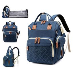 Winnies Diaper Bag With Changing Station | Mummy Bag With Bassinet | Bed Changing Backpack-Blue-12