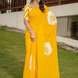 PEENGAX Floral Pure Cotton Block Printed Saree-picture-33