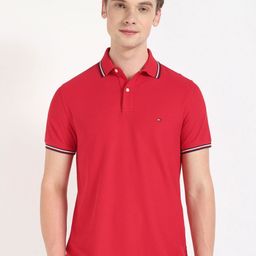 Tommy Hilfiger Men Solid Polo Collar Cotton T-shirt-image-51