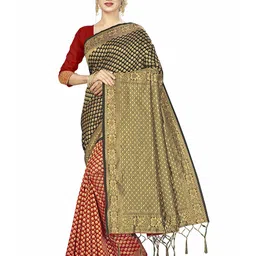 Maroosh Woven Design Banarasi Saree With Zari Border-17