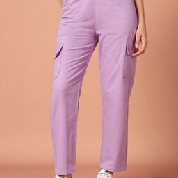 Mast & Harbour Women Loose Fit High-Rise Easy Wash Cargos Trousers-image-81