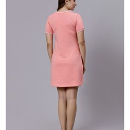 True Shape Half Sleeves Typography Printed Maternity Dress With Two Layer Lift Nursing Access - Baby Pink image 5