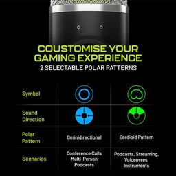 Archer Tech Lab Dryad100 RGB Condenser Gaming Microphone, USB Mic for PC Mac, Podcast, Streaming, Recording| Omnidirectional & Cardioid Pattern, Smart Noise Reduction, 5 Voice Modulation, Quick Mute image 4