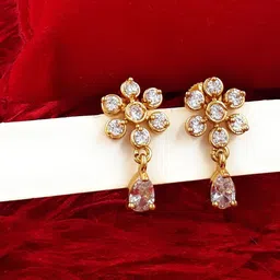 Anujeet Fashion Hub Gold-Plated Artificial Stones Floral Studs Earrings-image-25