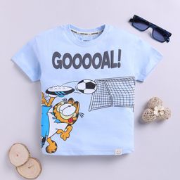 Happy Faces Kids Boys Garfield Printed Pure Cotton T-Shirt-image-96