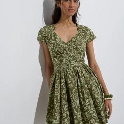 Bombay Paisley by Westside Olive Paisley Design Cotton A-Line Dress-image-69
