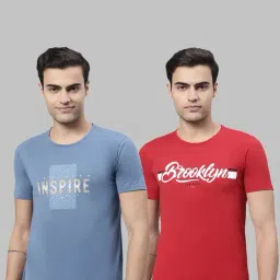 Vimal Jonney Red & Blue Printed Lounge T-Shirt - Pack of 2-image-29