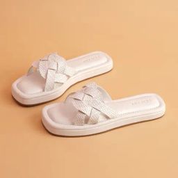Eridani Women's Celia White Cross Strap Sandals-image-14