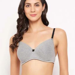 Clovia Grey Cotton T-Shirt Bra-image-38