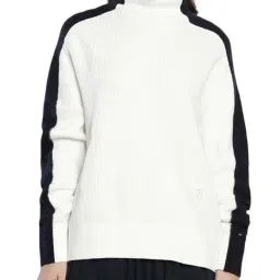 Tommy Hilfiger White Colour-Block Relaxed Fit Sweater-picture-2