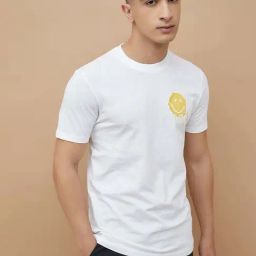 Smileyworld White Cotton Regular Fit Printed T-Shirts-image-43