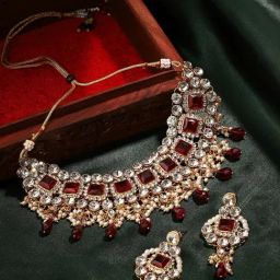 Priyaasi Radiant Jewellery Set of Rubies and White Stones-image-73