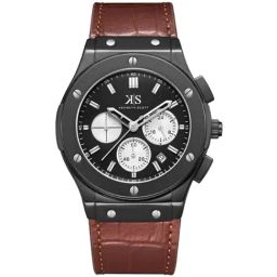 Kenneth Scott Men's Black Dial Multi Function Watch - K24115-BLDB-91
