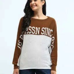 U.S. POLO ASSN. White & Brown Cotton Color-Block Sweater-image-68