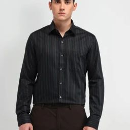 Arrow Blue Cotton Slim Fit Striped Shirt-image-66