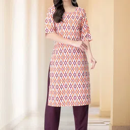 7Threads Women Printed Regular Kurta with Trousers-image-1
