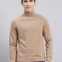 Monte Carlo Camel Brown Pure Wool Regular Fit Solid Pullover-23
